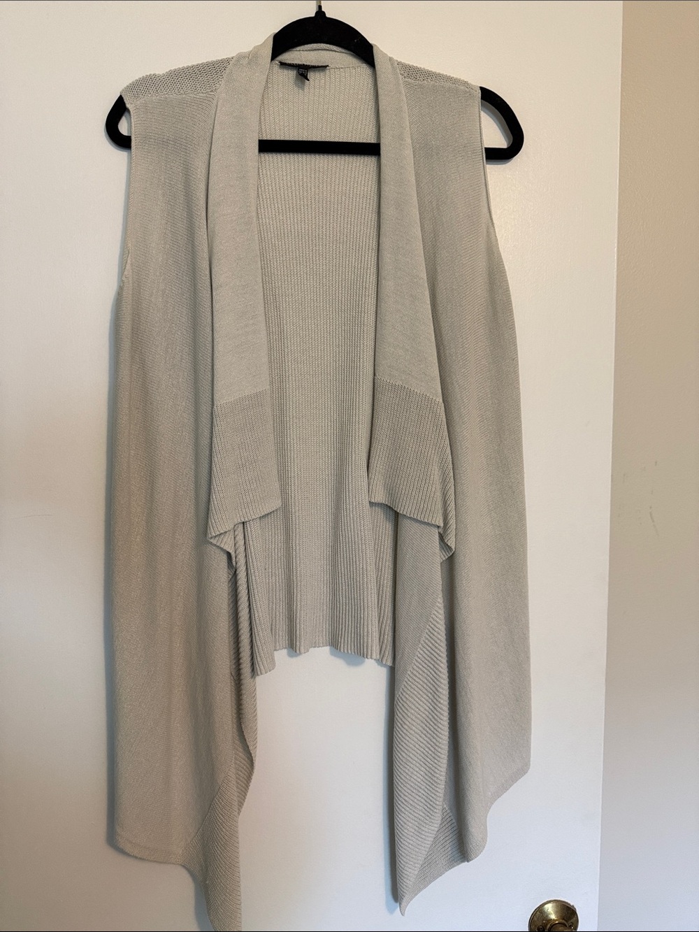Eileen Fisher Light Gray Sleeveless Draped Open Front Cardigan